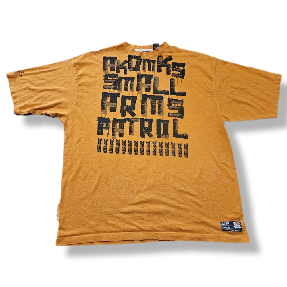 Mens 2XL Akademiks ASAP AKDMKS Small Arms Patrol Orange Spellout T-Shirt